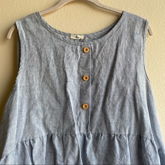 egs by éloges Blue Button-Front Tunic Top - Picture 9 of 16